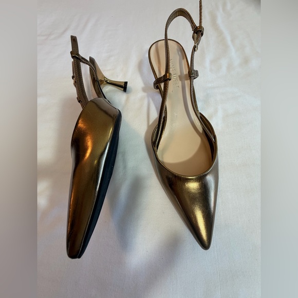 Nine West Metallic Gold Bronze Slingback Kitten Heels size 8 - Picture 5 of 13